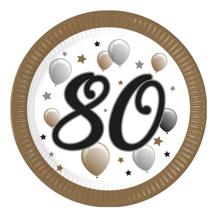 80 Jaar Borden Papier 23cm 8st van Procos koop je bij Partywinkel