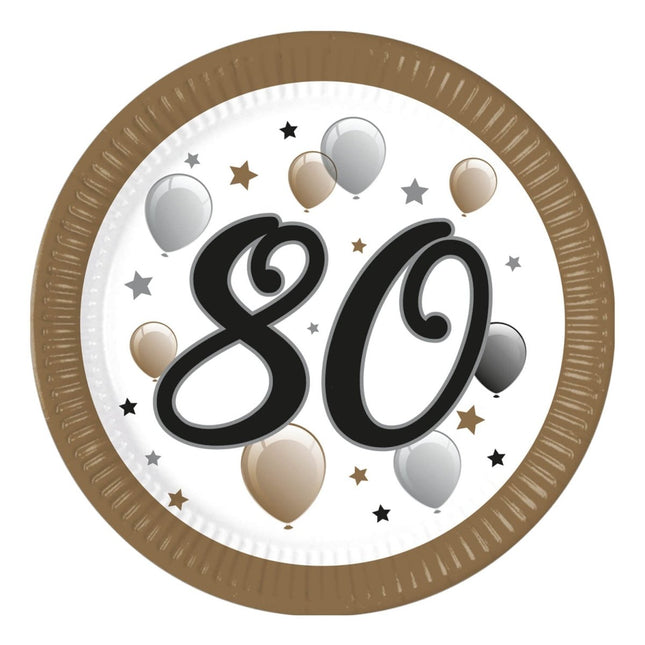 80 Jaar Borden Papier 23cm 8st van Procos koop je bij Partywinkel