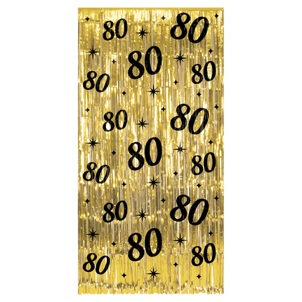 80 Jaar Deurgordijn Goud Zwart van Paper Dreams koop je bij Partywinkel