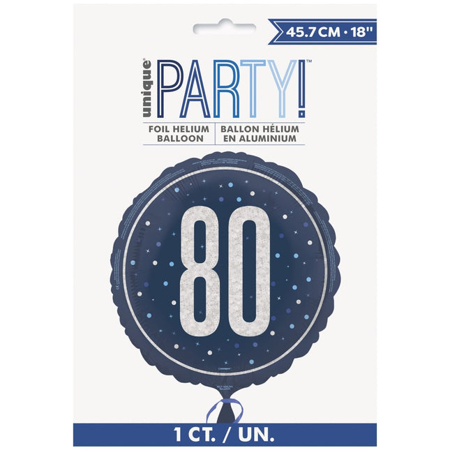 80 Jaar Helium Ballon Blauw Leeg 45cm van Unique koop je bij Partywinkel