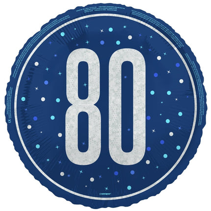 80 Jaar Helium Ballon Blauw Leeg 45cm van Unique koop je bij Partywinkel