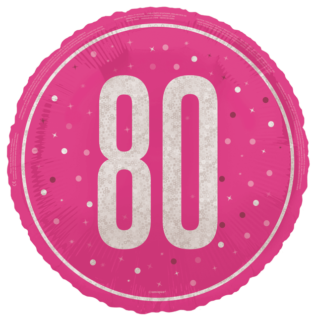 80 Jaar Helium Ballon Roze Leeg 45cm van Unique koop je bij Partywinkel