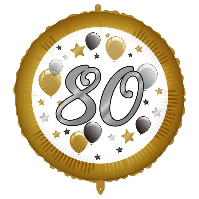 80 Jaar Helium Ballon Wit Goud Leeg 46cm van Procos koop je bij Partywinkel