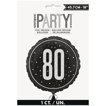 80 Jaar Helium Ballon Zwart Leeg 45cm van Unique koop je bij Partywinkel