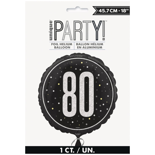 80 Jaar Helium Ballon Zwart Leeg 45cm van Unique koop je bij Partywinkel