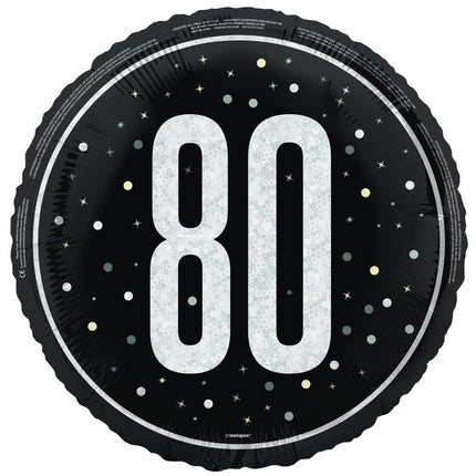 80 Jaar Helium Ballon Zwart Leeg 45cm van Unique koop je bij Partywinkel