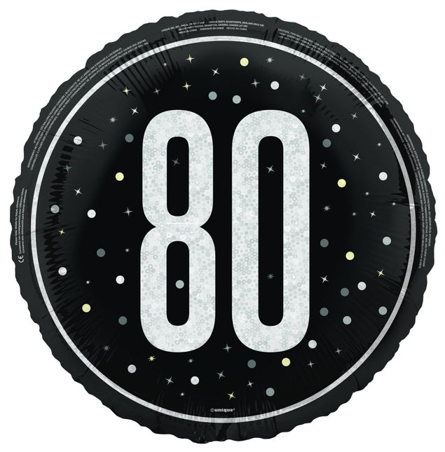 80 Jaar Helium Ballon Zwart Leeg 45cm van Unique koop je bij Partywinkel