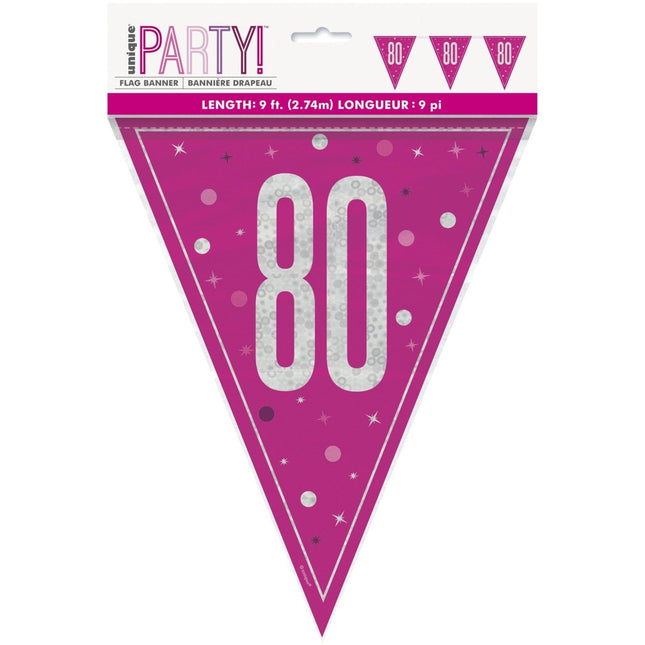 80 Jaar Slinger Roze 2,5m van Unique koop je bij Partywinkel