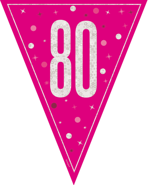 80 Jaar Slinger Roze 2,5m van Unique koop je bij Partywinkel