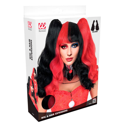Halloween Harlequin Wig with Hair Extensions