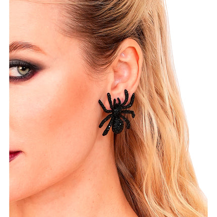Halloween Earrings: Spiders with Rhinestones