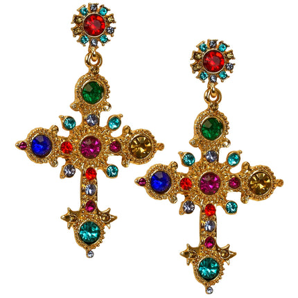 Halloween Cross Earrings with Jewels
