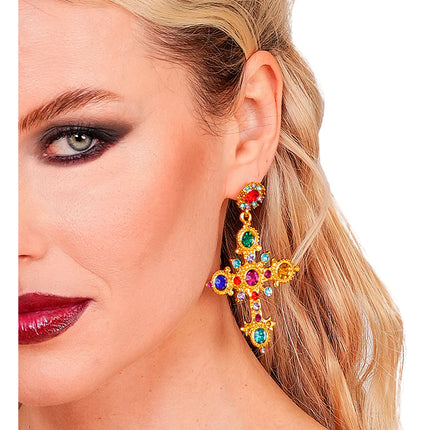 Halloween Cross Earrings with Jewels
