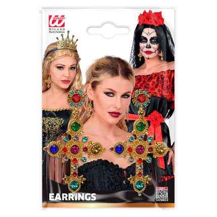 Halloween Cross Earrings with Jewels