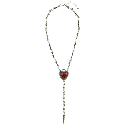 Halloween Necklace: Heart and Barbed Wire