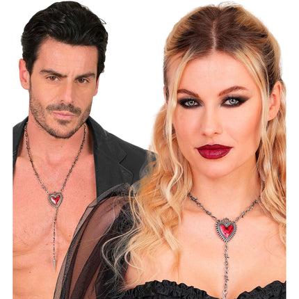 Halloween Necklace: Heart and Barbed Wire