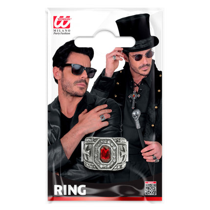 Halloween Ring with Red Gemstone