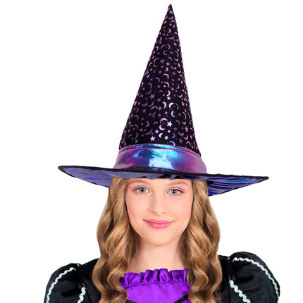 Halloween Witch Hat for Kids with Stars and a Moon