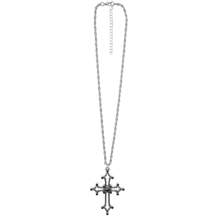 Halloween Cross Necklace with Gemstones