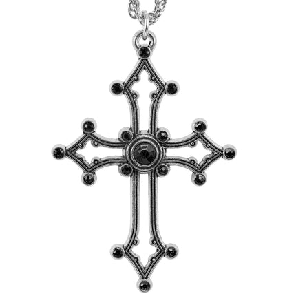 Halloween Cross Necklace with Gemstones
