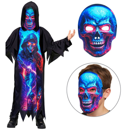 Neon Grim Reaper Halloween Costume for Kids