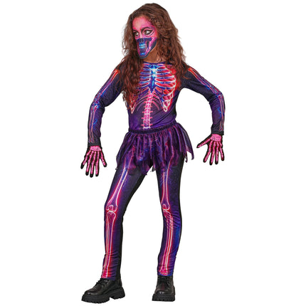 Halloween Costume: Purple Neon Skeleton for Kids