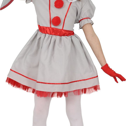 White Vintage Clown Halloween Dress for Kids