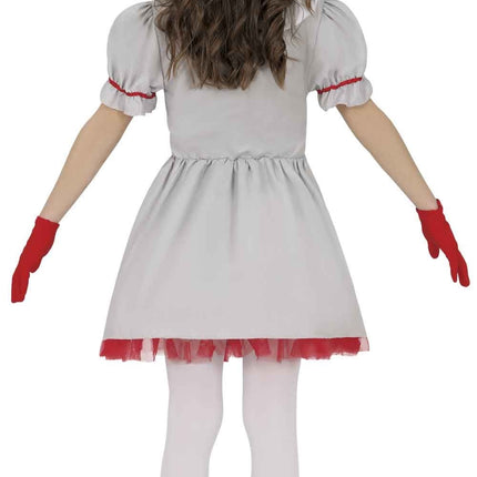 White Vintage Clown Halloween Dress for Kids
