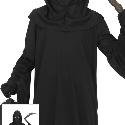 Halloween Costume, Black, for Kids, with Dark Red Eyes