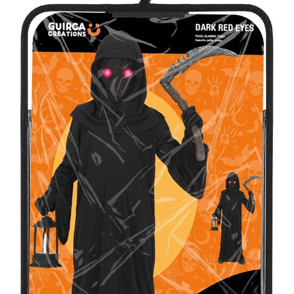 Halloween Costume, Black, for Kids, with Dark Red Eyes