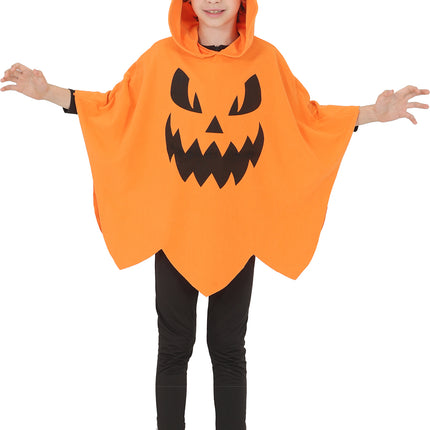 Halloween Poncho for Kids: Pumpkin