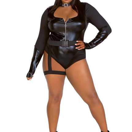 Catwoman Costume Black Ladies Bodysuit Leg Avenue