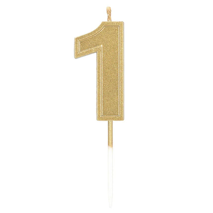 Elegant "1" Gold Candle on a Stick (3 x 4.2 x 0.7 cm)