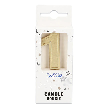 Elegant "1" Gold Candle on a Stick (3 x 4.2 x 0.7 cm)
