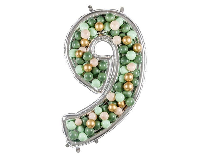 9 Jaar Ballon Frame Zilver 1,26m van Partydeco koop je bij Partywinkel
