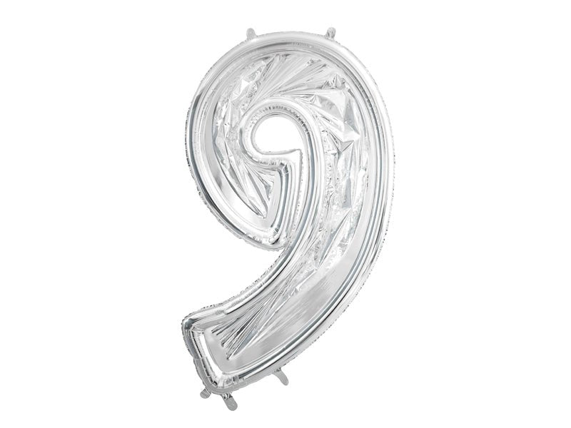 9 Jaar Ballon Frame Zilver 1,26m van Partydeco koop je bij Partywinkel