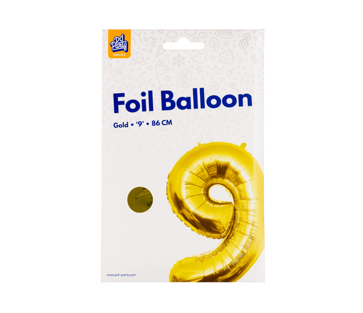 9 Jaar Cijfer Ballon Goud Leeg 86cm van Paper Dreams koop je bij Partywinkel