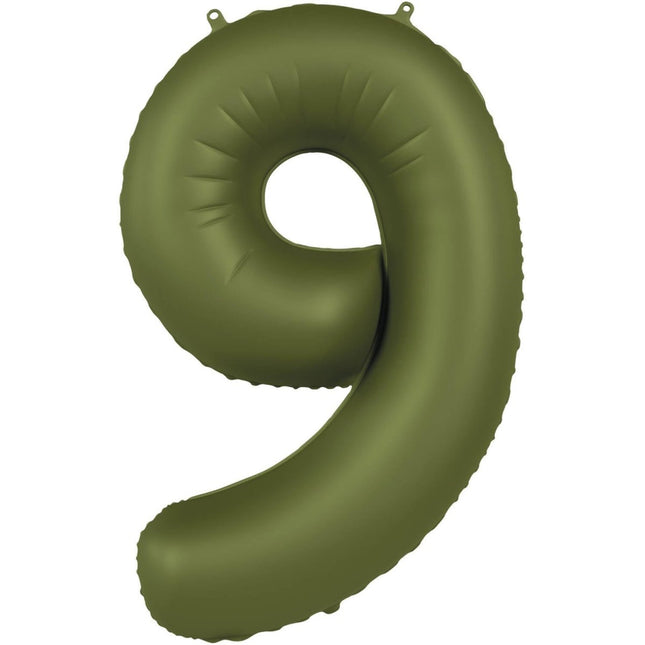 9 Jaar Cijfer Ballon Groen Mat 86cm van Folat koop je bij Partywinkel