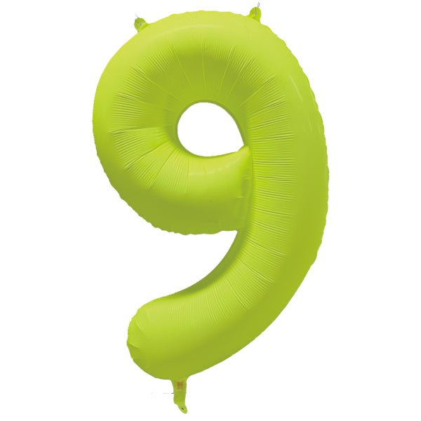 9 Jaar Cijfer Ballon Neon Geel Leeg 86cm van Riethmueller koop je bij Partywinkel