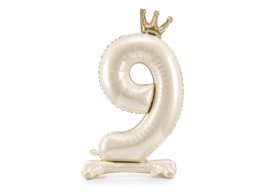 9 Jaar Cijfer Ballon Parelmoer Leeg 84cm van Partydeco koop je bij Partywinkel