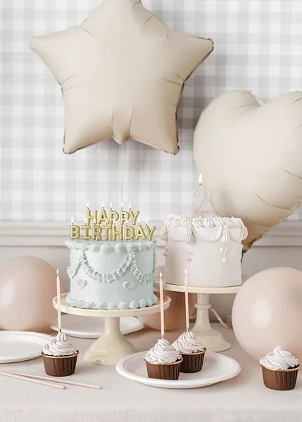 9 Jaar Kaars Beige 10cm van Partydeco koop je bij Partywinkel