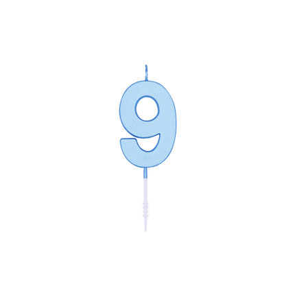 9 Jaar Kaars Blauw Pastel 4,5cm van WeFiesta koop je bij Partywinkel