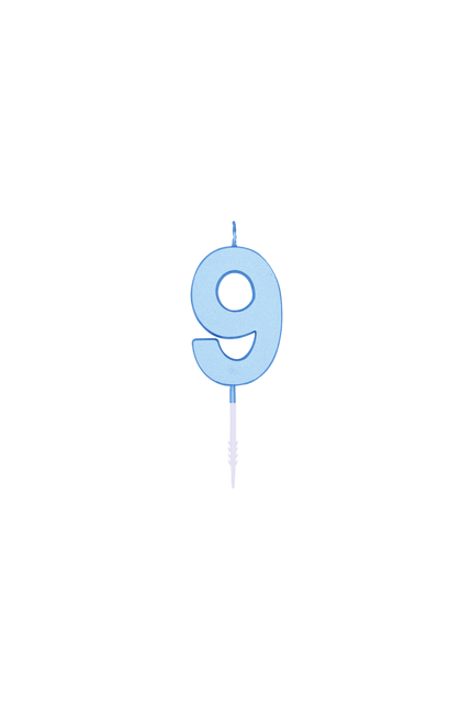 9 Jaar Kaars Blauw Pastel 4,5cm van WeFiesta koop je bij Partywinkel