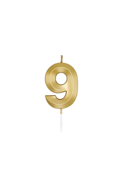 9 Jaar Kaars Goud Metallic 6cm van WeFiesta koop je bij Partywinkel
