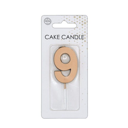9 Jaar Kaars Rose Goud Metallic 4,5cm van WeFiesta koop je bij Partywinkel