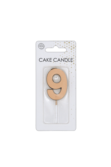 9 Jaar Kaars Rose Goud Metallic 4,5cm van WeFiesta koop je bij Partywinkel