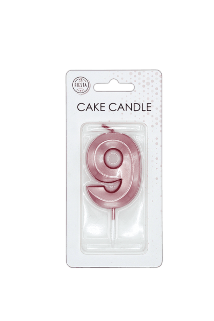 9 Jaar Kaars Rose Goud Metallic 6cm van WeFiesta koop je bij Partywinkel