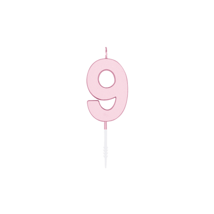 9 Jaar Kaars Roze Pastel 4,5cm van WeFiesta koop je bij Partywinkel