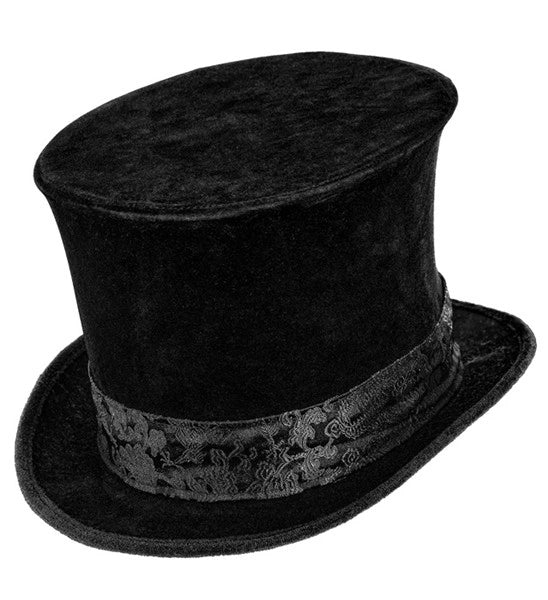 Black Tall Velvet Hat with a Band
