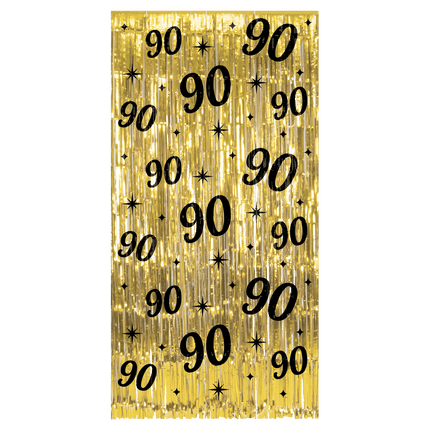 90 Jaar Deurgordijn Goud Zwart van Paper Dreams koop je bij Partywinkel